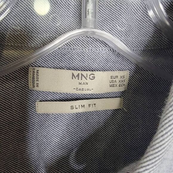 Mango MNG Slim Fit Casual Cotton Button Down Shirt Blue XXS - Picture 3 of 11